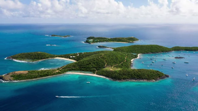 An aerial view of Little St. James island, one of Jeffrey Epstein's private properties