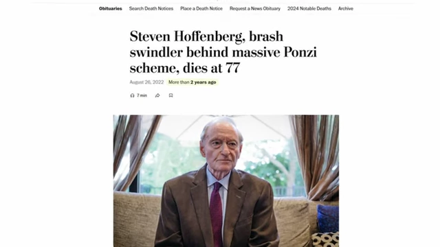 Steven Hoffenberg, the swindler behind a massive Ponzi scheme, was Jeffrey Epstein's former business partner