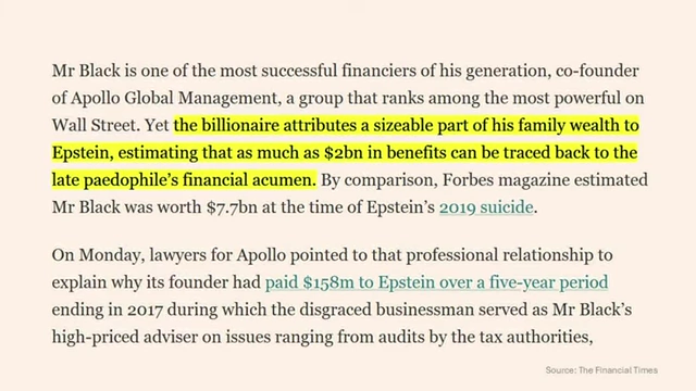 Leon Black attributed a significant portion of his family wealth to Jeffrey Epstein's financial acumen