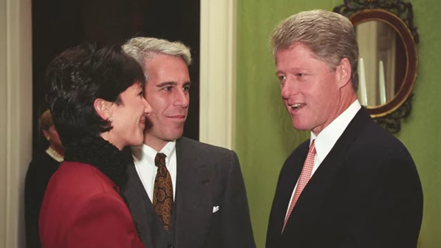 Jeffrey Epstein, Ghislaine Maxwell, and Bill Clinton pictured together