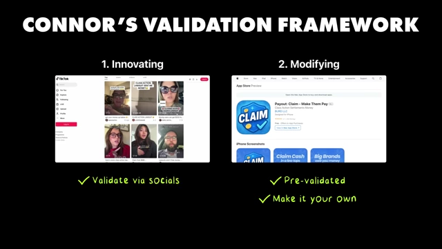 Connor's framework for validating app ideas: innovating via social media or modifying existing apps