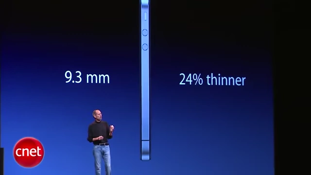 Steve Jobs presenting iPhone thickness comparison