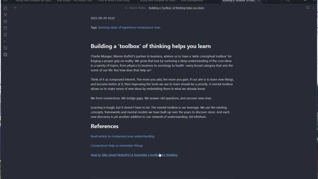 Obsidian中展示相互连接的笔记，形成思维工具箱