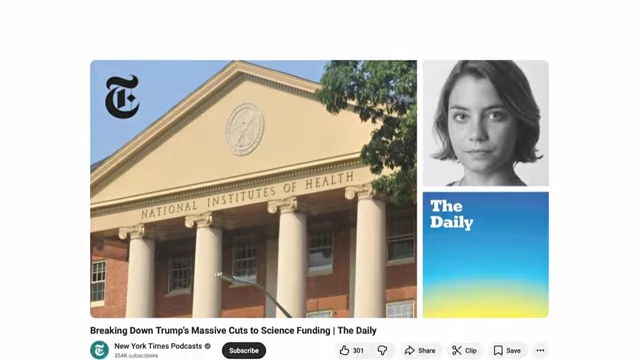 New York Times article headline about massive cuts to science funding.