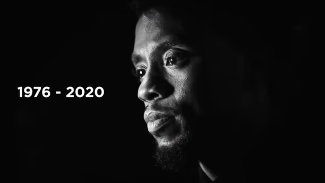 A solemn tribute displaying Chadwick Boseman's birth and death years (1976 - 2020).