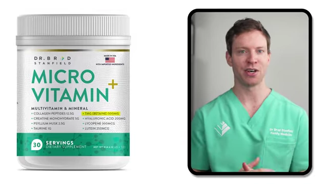 Product image of Dr. Brad Stanfield's MicroVitamin+ supplement, which includes TMG (Betaine).