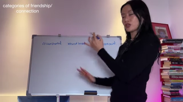Four categories of friendship: circumstantial, interest-based, values-based, and parasocial.