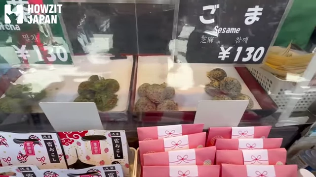 Display of various Age-Manju flavors