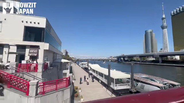 View along the Sumida River with boats