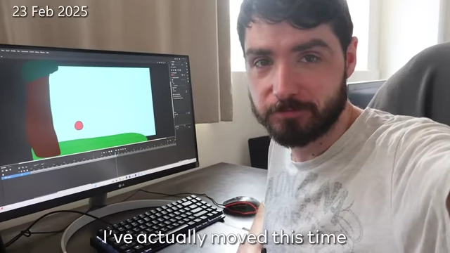 The creator is seated at his computer, showcasing his setup in his first apartment.