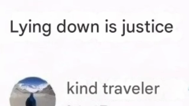 The foundational post by 'kind traveler' titled 'Lying down is justice'.