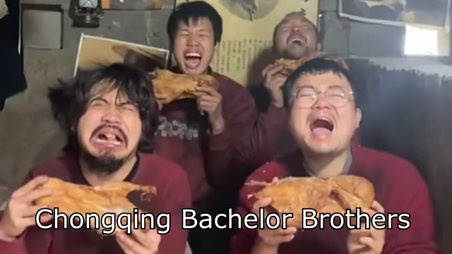 The 'Chongqing Bachelor Brothers' eating communally, a core aspect of their lifestyle.