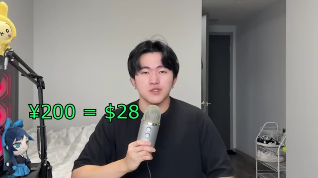 A visual showing 200 RMB converts to approximately $28 USD, highlighting 'kind traveler's' extremely low expenses.