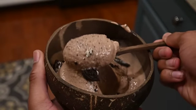 Spoonful of the thick protein ice cream