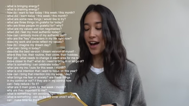 A comprehensive list of introspective journal prompts displayed on screen.