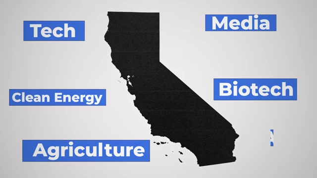 California's diversified economy includes tech, media, agriculture, biotech, clean energy, and AI