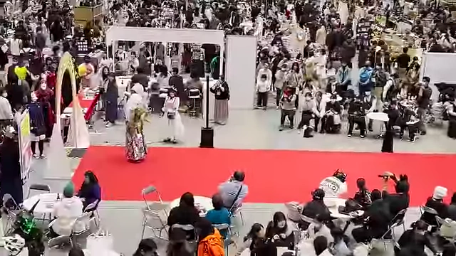 The designated "Red Carpet Area" where attendees can showcase their unique outfits.
