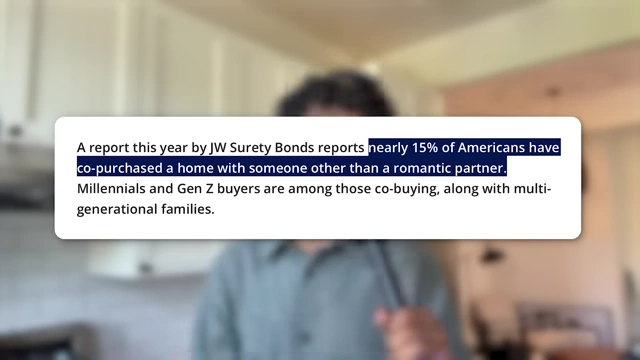Text stating nearly 15% of Americans have co-purchased a home with someone other than a romantic partner