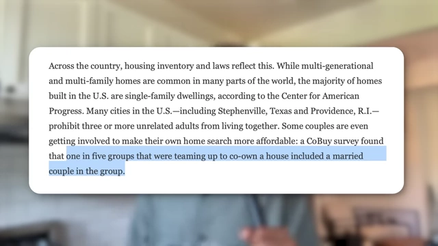 Text indicating that about one in five co-ownership groups included a married couple teaming up with others