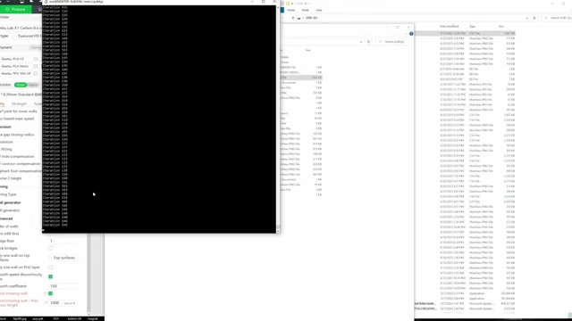 The command prompt displaying iterations of the compressed sensing reconstruction algorithm