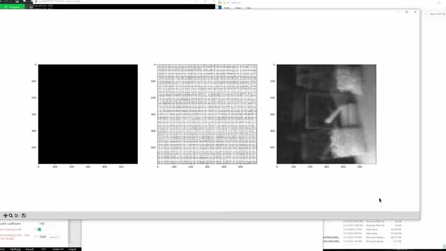 The reconstruction process showing raw sampled X-ray data, the intermediate sparse representation, and the final reconstructed image