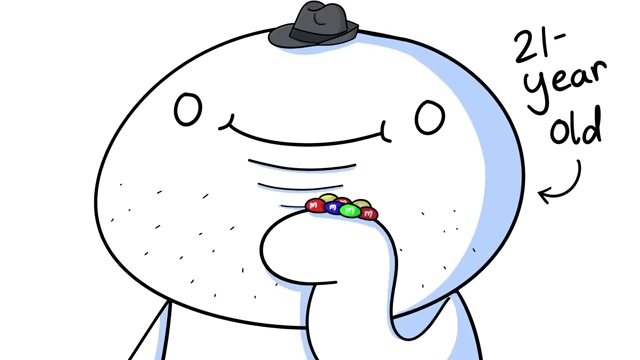 James humorously describes himself as a '21-year-old who likes M&Ms and drawing cartoons'