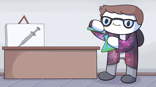 CarlSagan42, dressed as a scientist, presenting his research on vaccines and plants