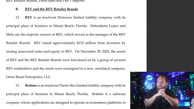 The SEC complaint detailing that REV became insolvent and its assets were foreclosed upon and reassigned to Omni Retail Enterprises.