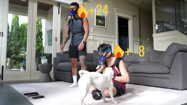 Afterburn calories for Jeremy (+24) and Dennis (+16) after YouTube HIIT