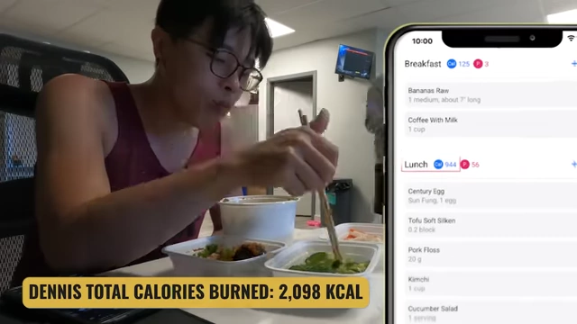 Dennis's meal calorie count highlighting how easily workout calories can be negated by diet