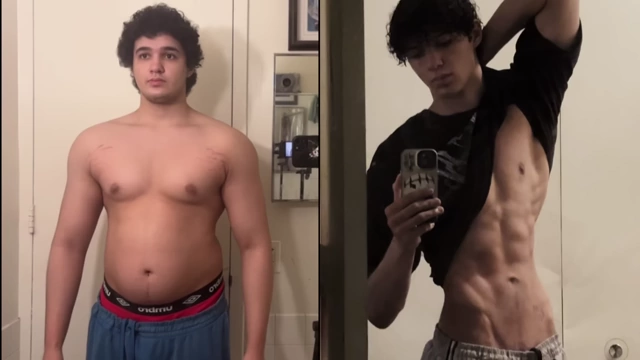 Significant before-and-after transformation of the speaker's full physique