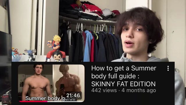 The speaker refers to his own video as a guide for those with a 'skinny fat' body type
