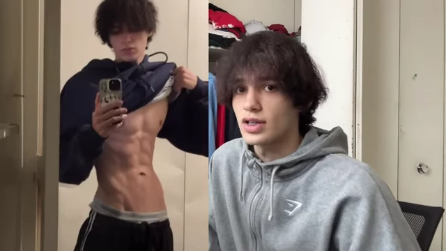 The speaker's visible abs, illustrating the results of a disciplined bulk and cut