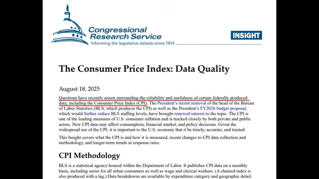 The Congressional Research Service report highlighting concerns about the reliability and usefulness of federally produced data, including the CPI.