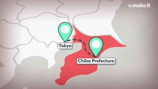 Map showing Chiba Prefecture's location relative to Tokyo, highlighting Lexi's rural setting.