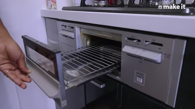 Built-in grill located under the stove in Lexi's Japanese kitchen.