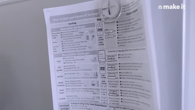 Detailed schedule for Japan's complex garbage sorting and disposal system.