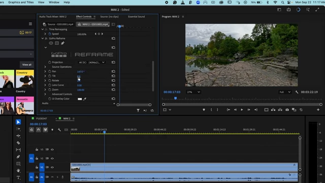 The GoPro Reframe plugin interface in Adobe Premiere Pro