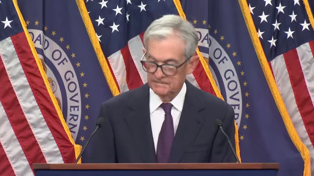 Fed Chair Jerome Powell addressing the press conference.