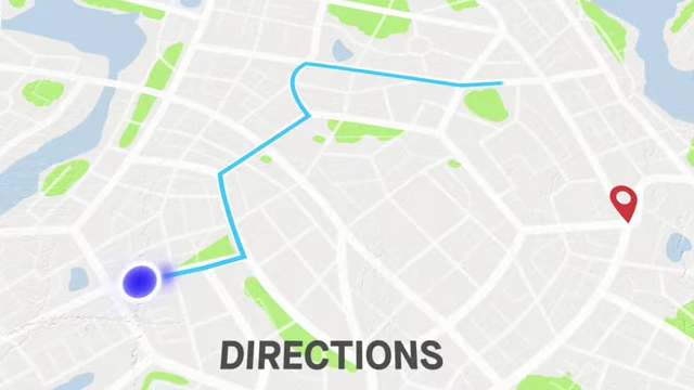 A map showing how directions require a starting point and a destination