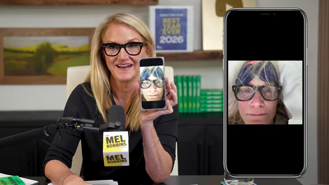 Mel Robbins's selfie from a low point in her year, showing her sick from overwork