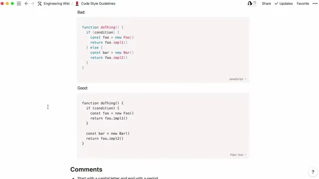 A Notion page displaying "Code Style Guidelines," illustrating its versatility for structured content like code documentation.