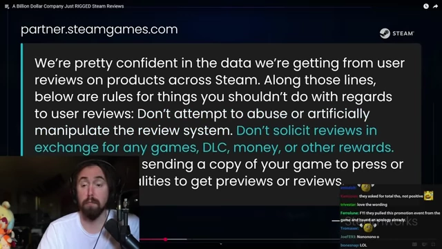 Steam 用户评论规则，明确禁止操纵评论系统和以奖励换取评论。