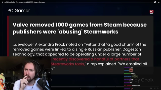 Valve 曾移除千款滥用 Steamworks 的游戏。
