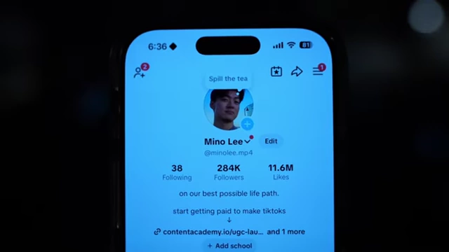 A TikTok account showing 284K followers and 11.6M likes