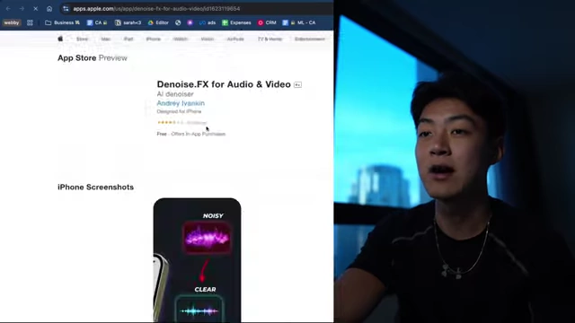 The Denoise.FX app page on the App Store, a free tool for audio denoising