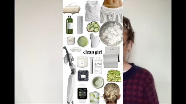 Collage of foods and products associated with the "Clean Girl Aesthetic"