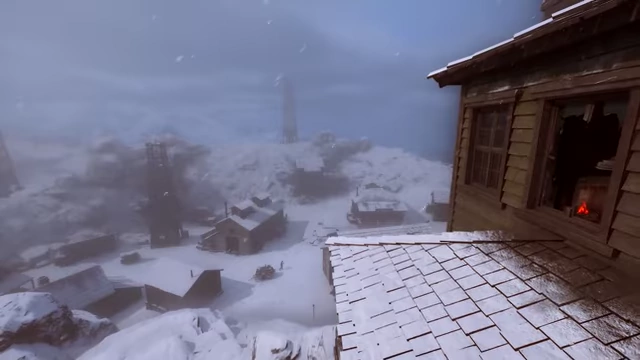 A snowy, mountainous environment with small buildings, showcasing varied biomes in The Legend of California.