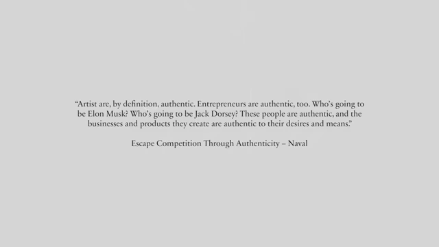 A quote from Naval emphasizing authenticity in artists and entrepreneurs.