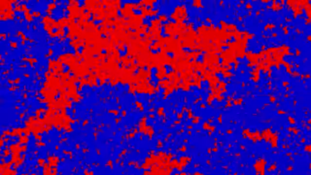 Magnified view of the Ising model simulation, illustrating self-similar magnetic domain patterns at various scales